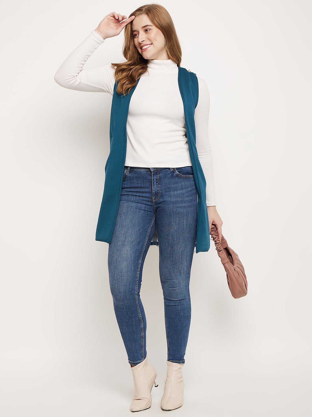 Sleeveless Longline Open Front Shrug