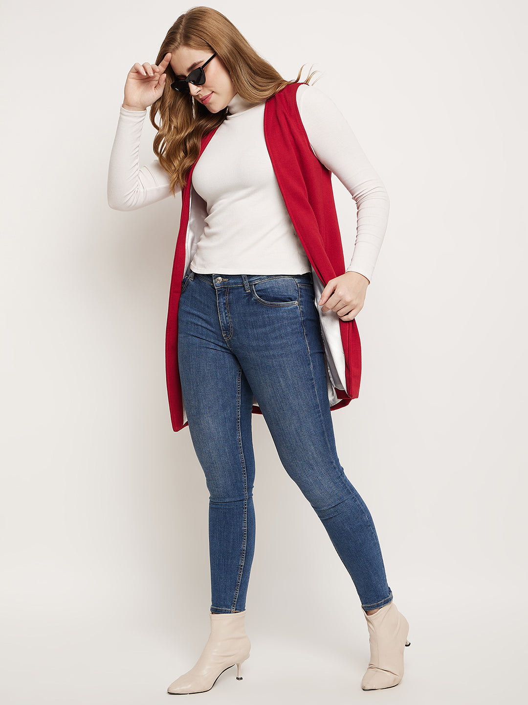 Sleeveless Longline Open Front Shrug
