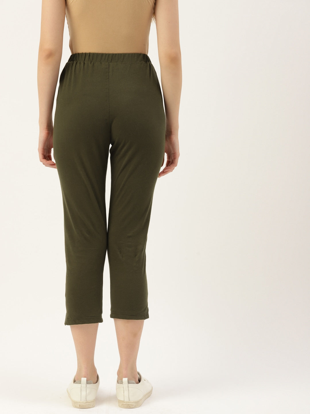 Women Solid Color Pure Cotton Capris