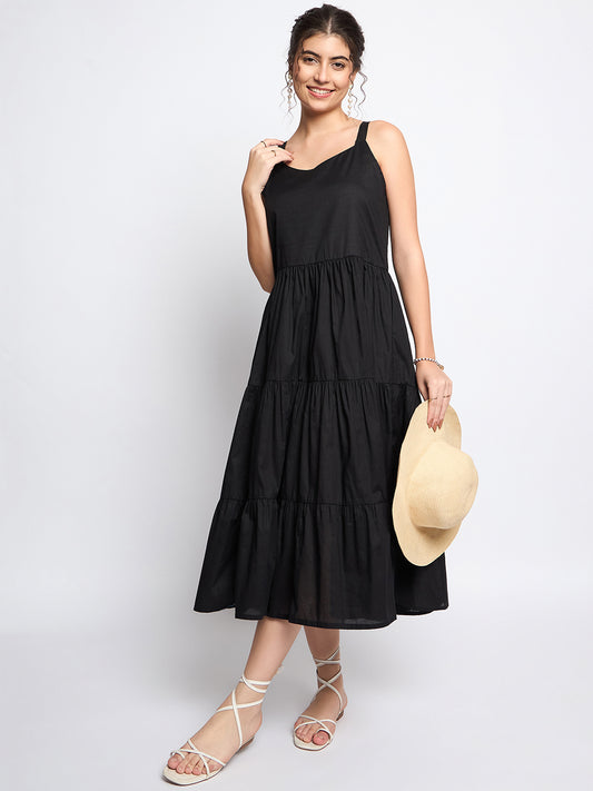 Tiered Fit & Flare Midi Dress