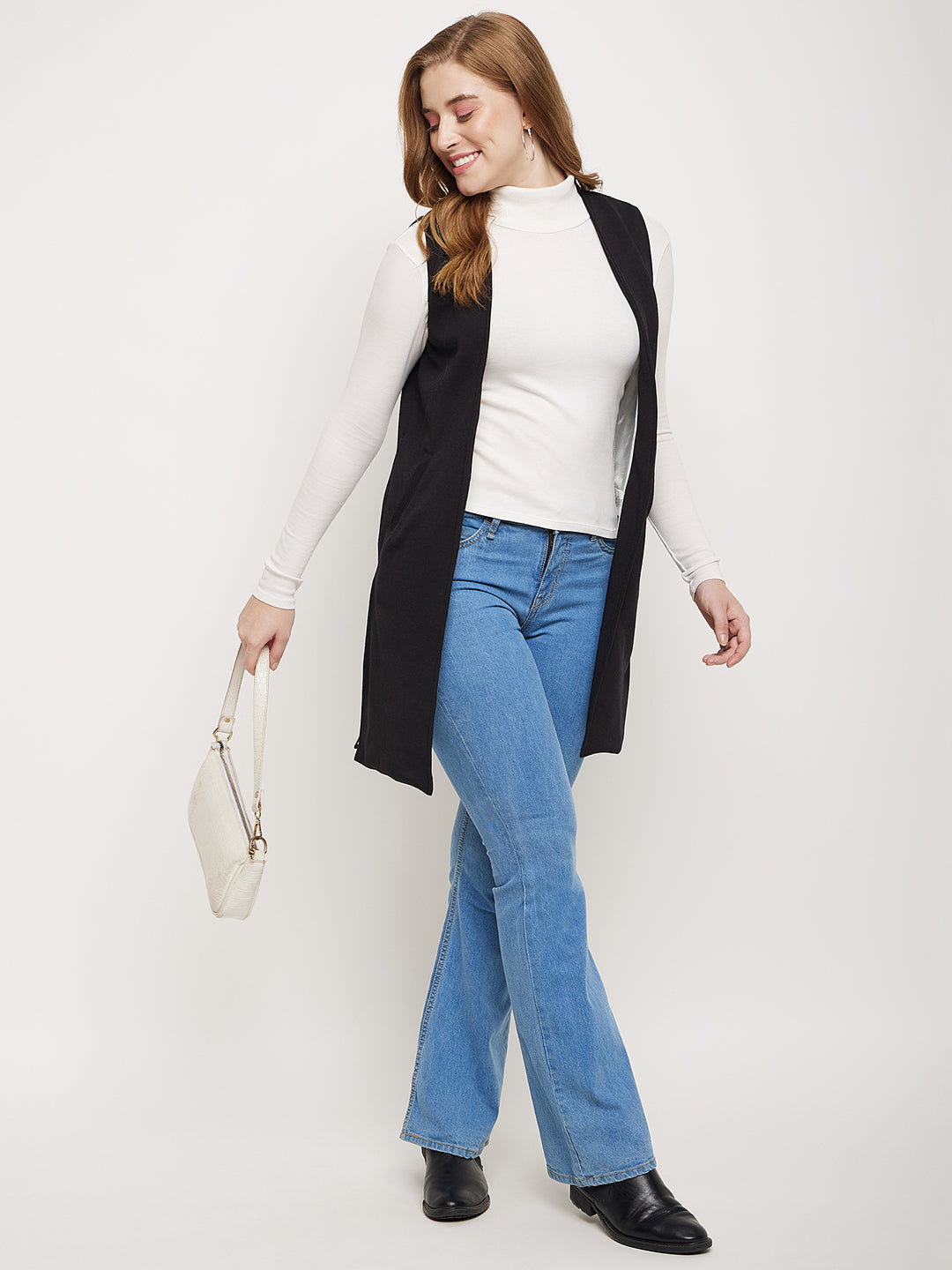Sleeveless Longline Open Front Shrug