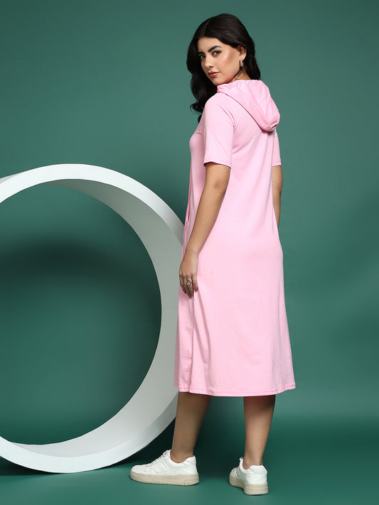 BRINNS Women Hooded Pure Cotton T-shirt Midi Dress