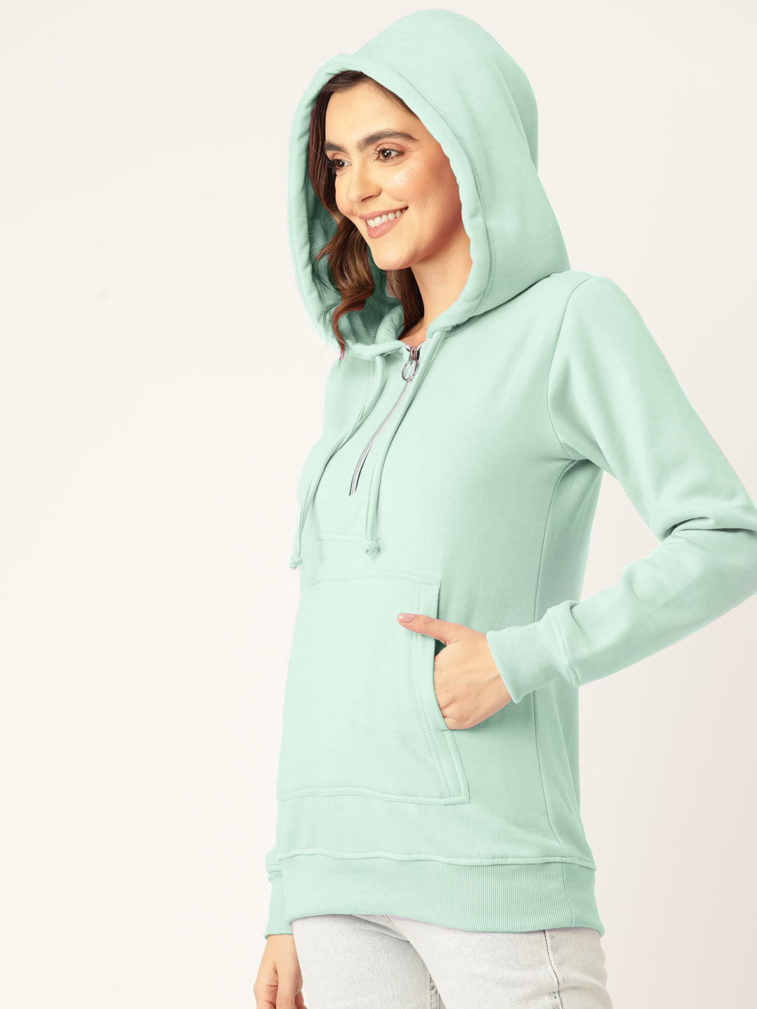 Women Burgundy Fleece Hooded Sweatshirt