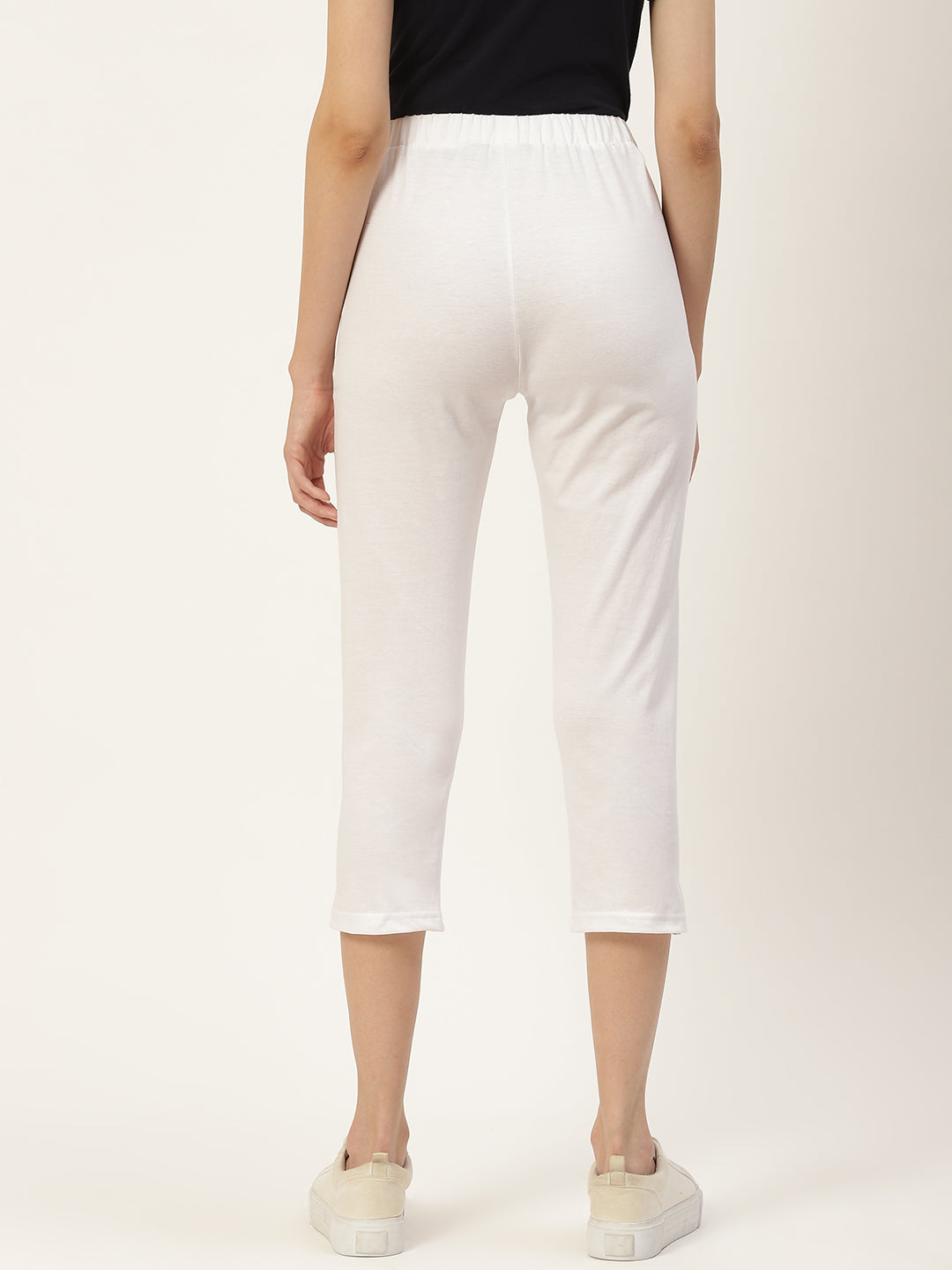 Women Solid Color Pure Cotton Capris