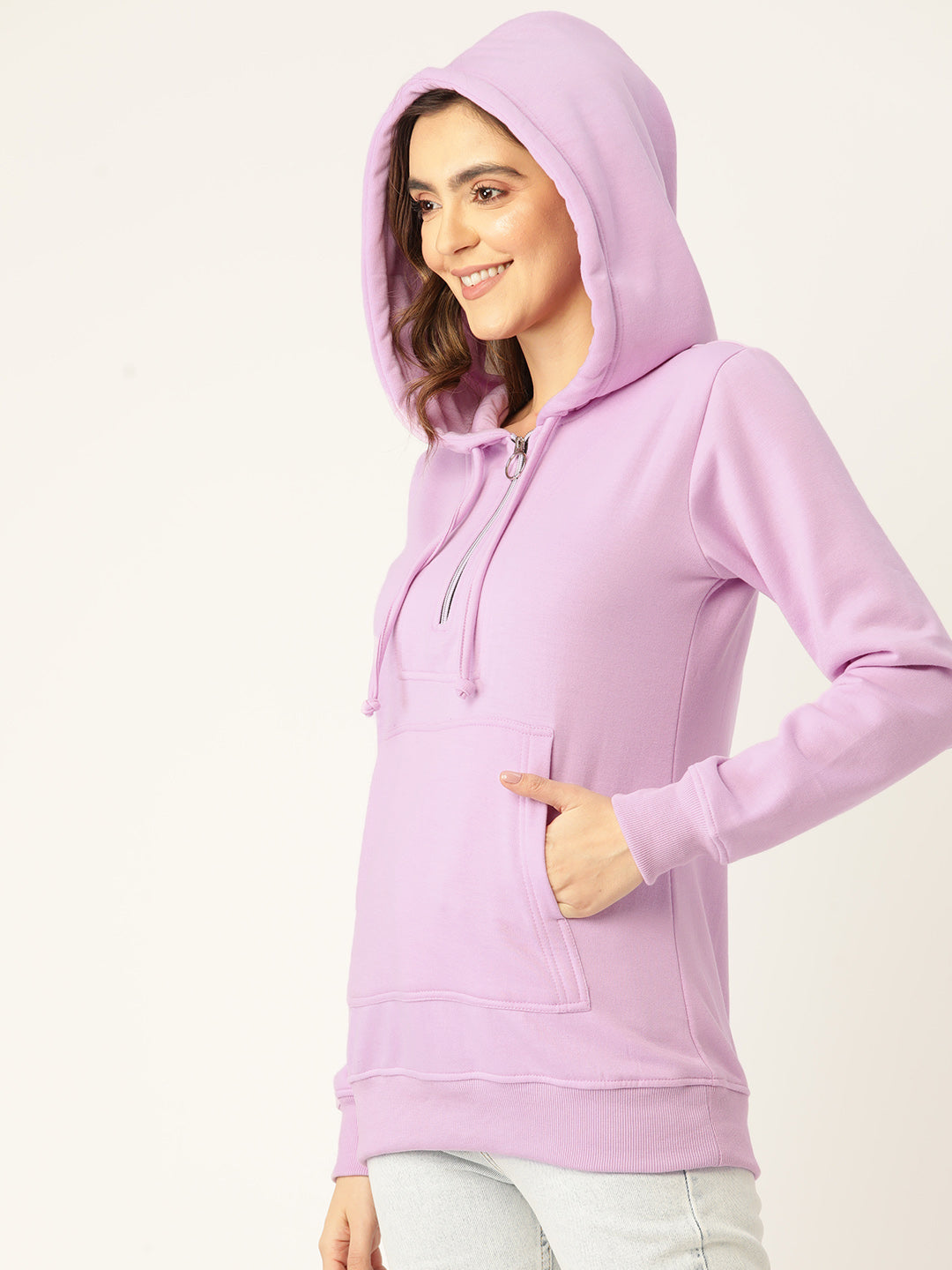 Women Burgundy Fleece Hooded Sweatshirt