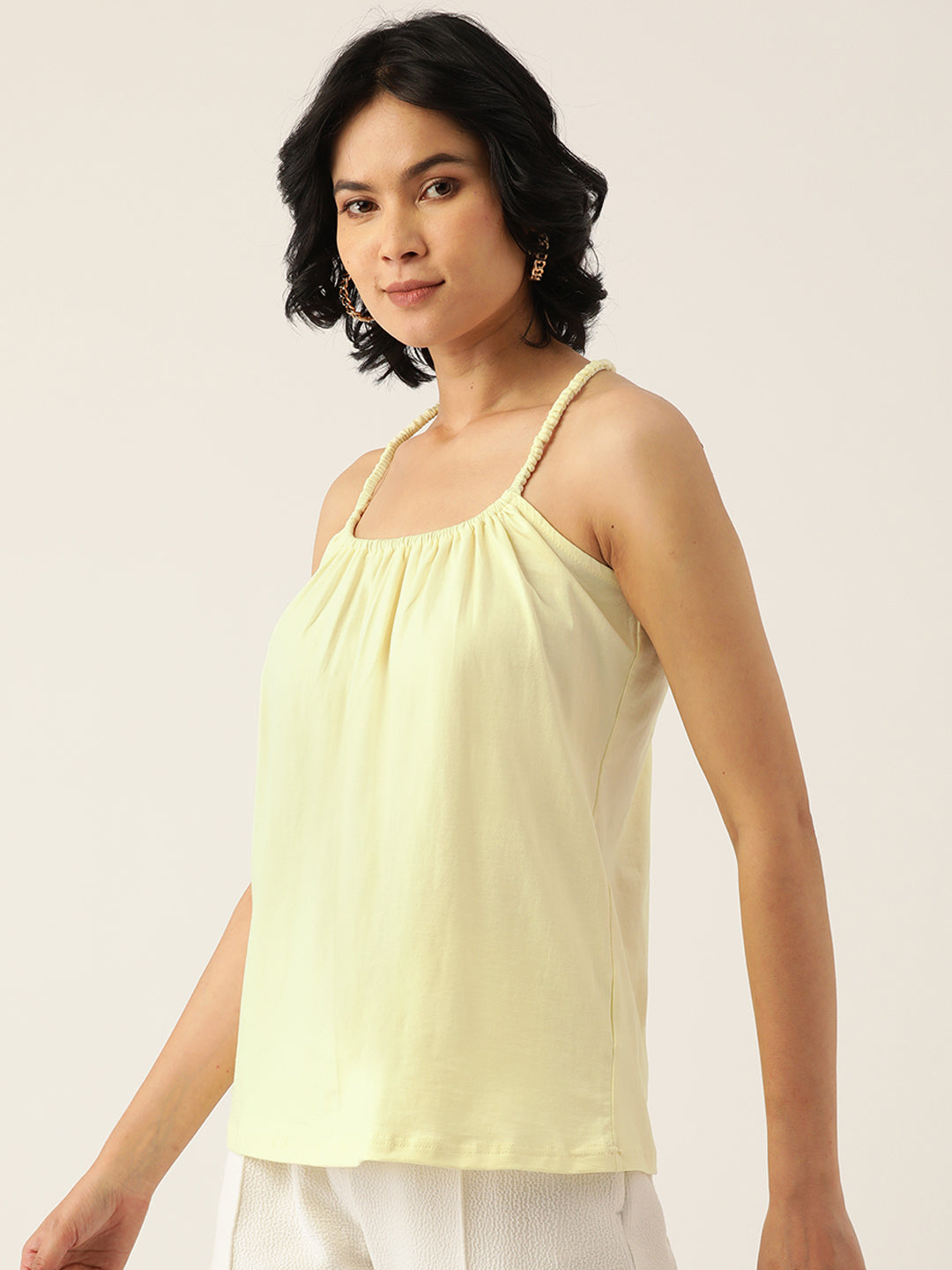 Solid Color Styled Back Top