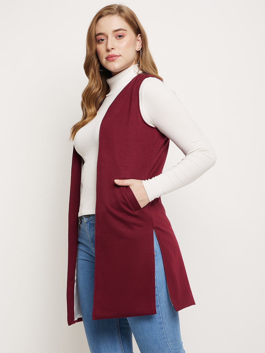 Sleeveless Longline Open Front Shrug