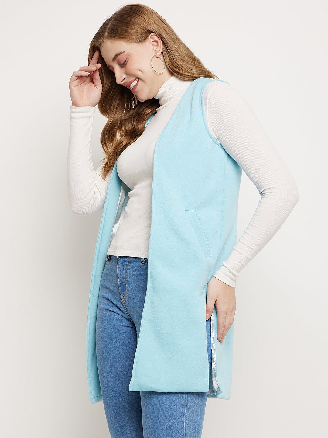Sleeveless Longline Open Front Shrug