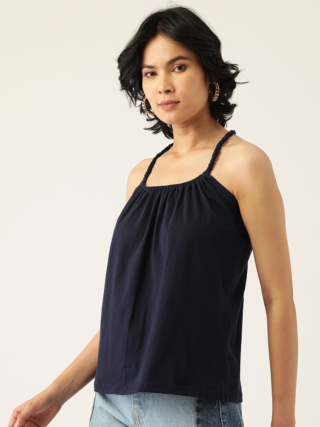 Solid Color Styled Back Top