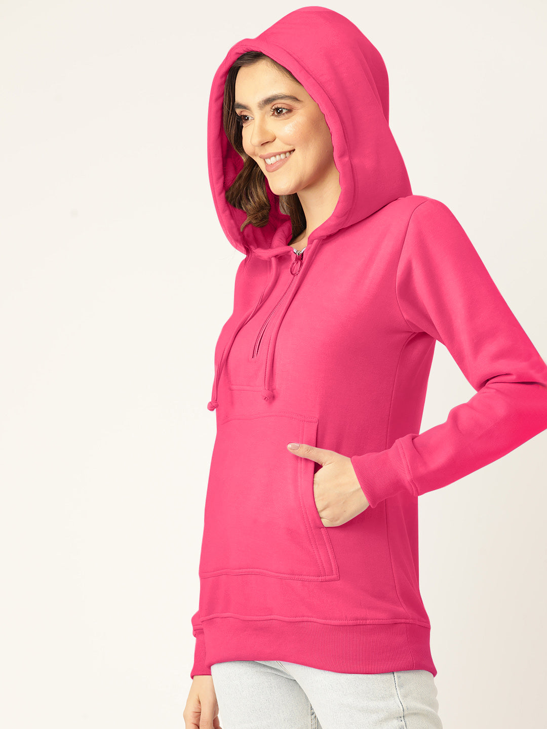Women Burgundy Fleece Hooded Sweatshirt