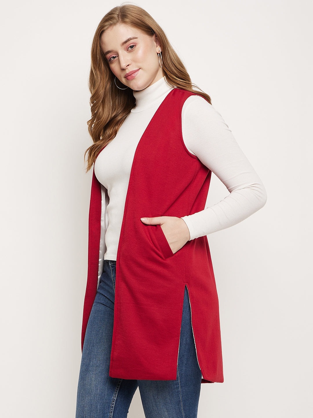 Sleeveless Longline Open Front Shrug