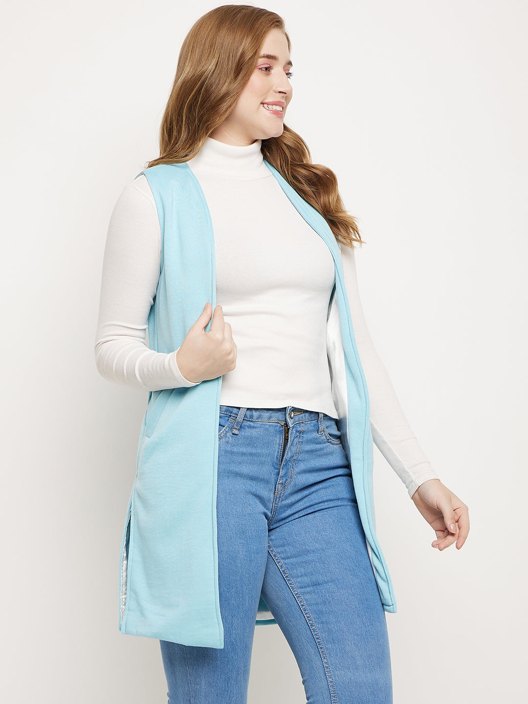 Sleeveless Longline Open Front Shrug