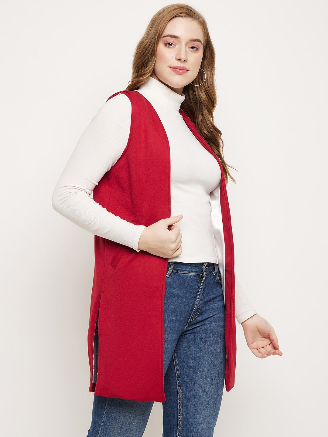 Sleeveless Longline Open Front Shrug