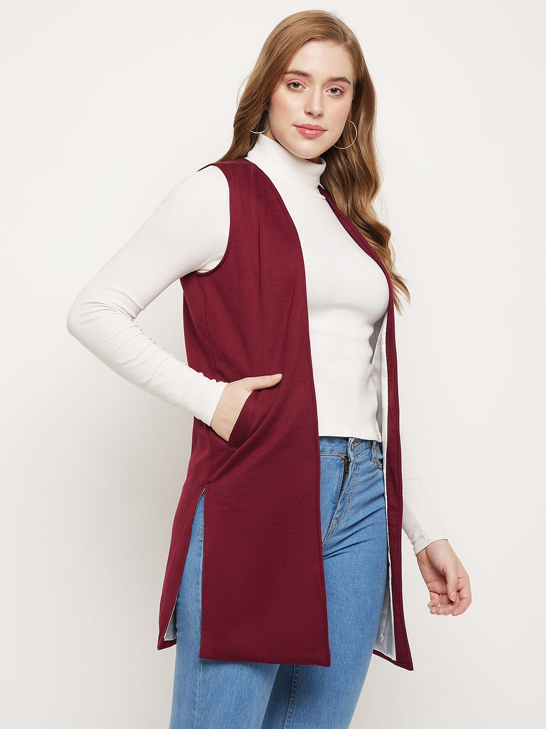 Sleeveless Longline Open Front Shrug