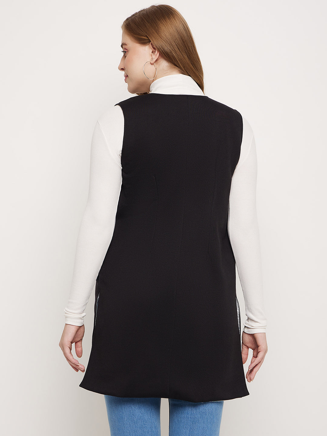 Sleeveless Longline Open Front Shrug