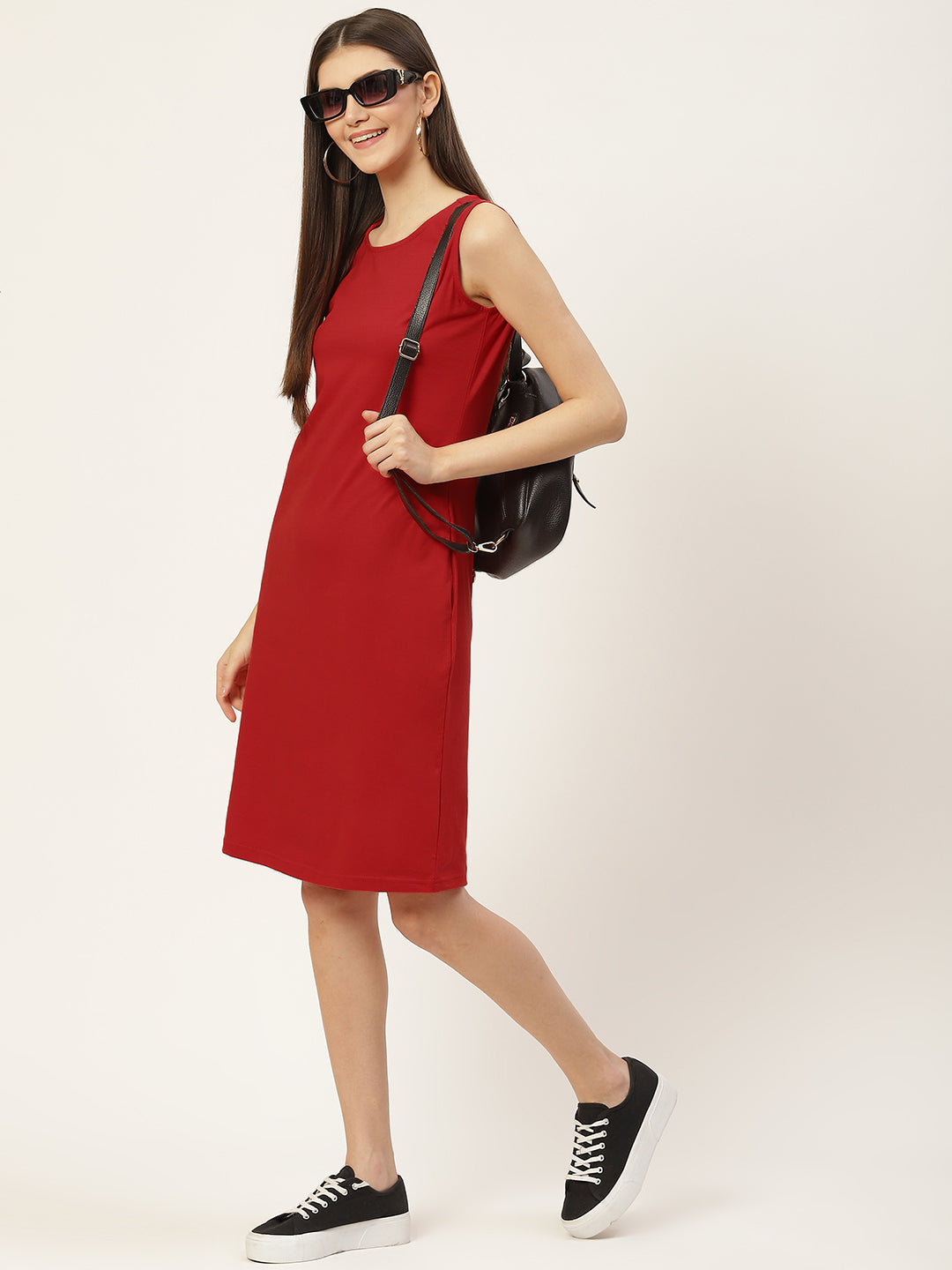 BRINNS Women Round Neck Cotton Sheath Dress
