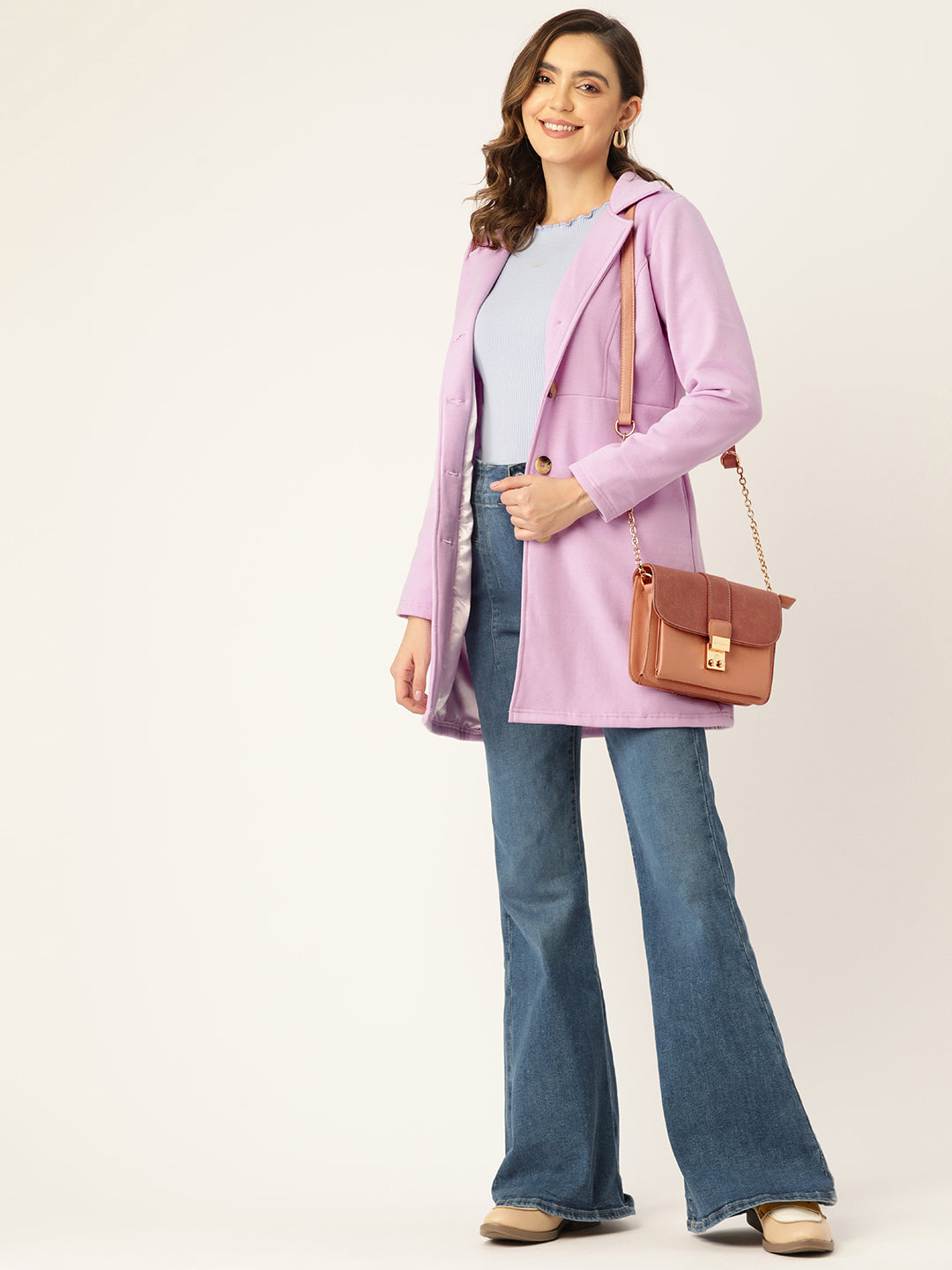 Notched Lapel Single-Breasted Overcoat