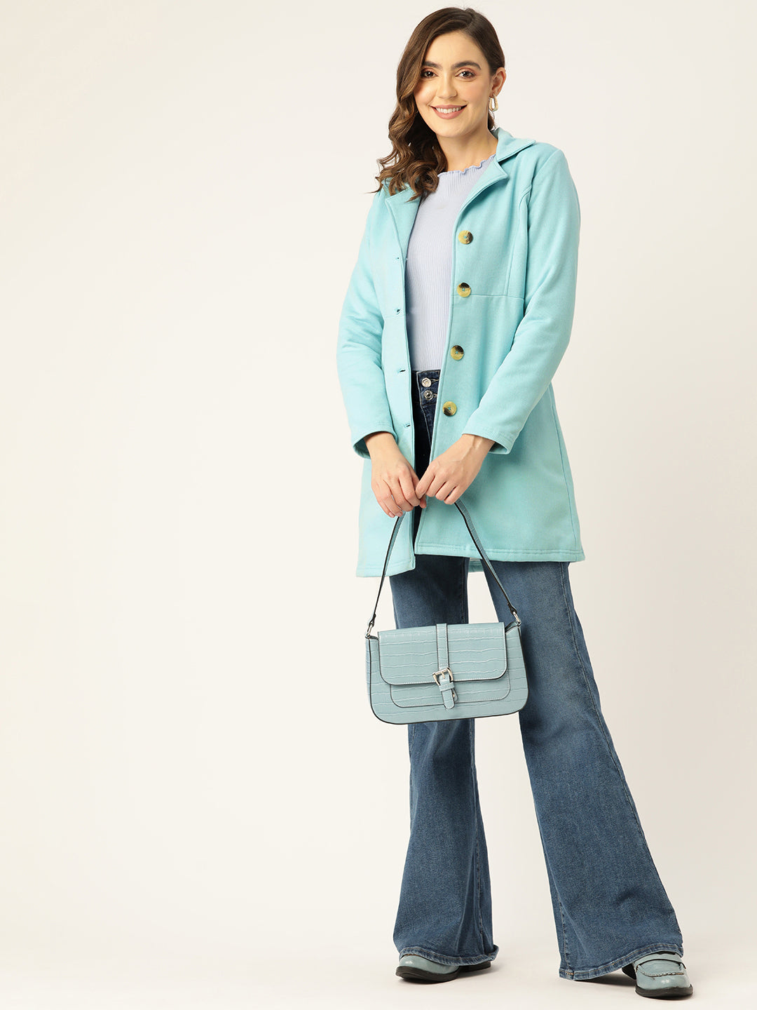 Notched Lapel Single-Breasted Overcoat