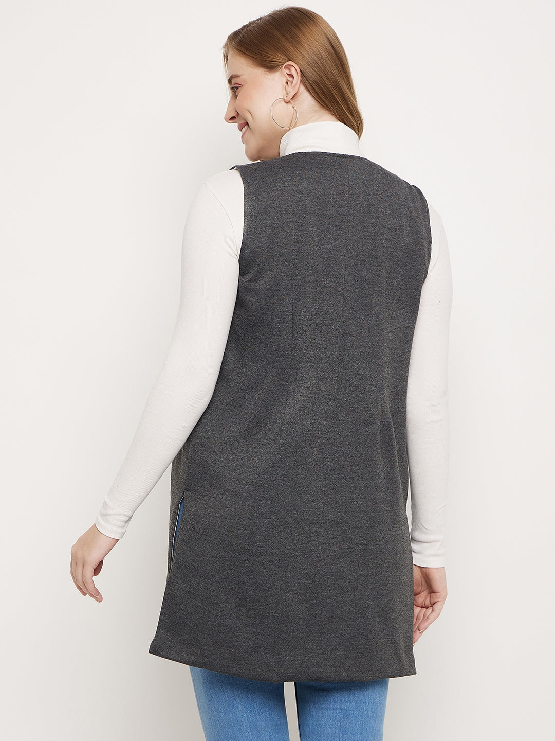 Sleeveless Longline Open Front Shrug