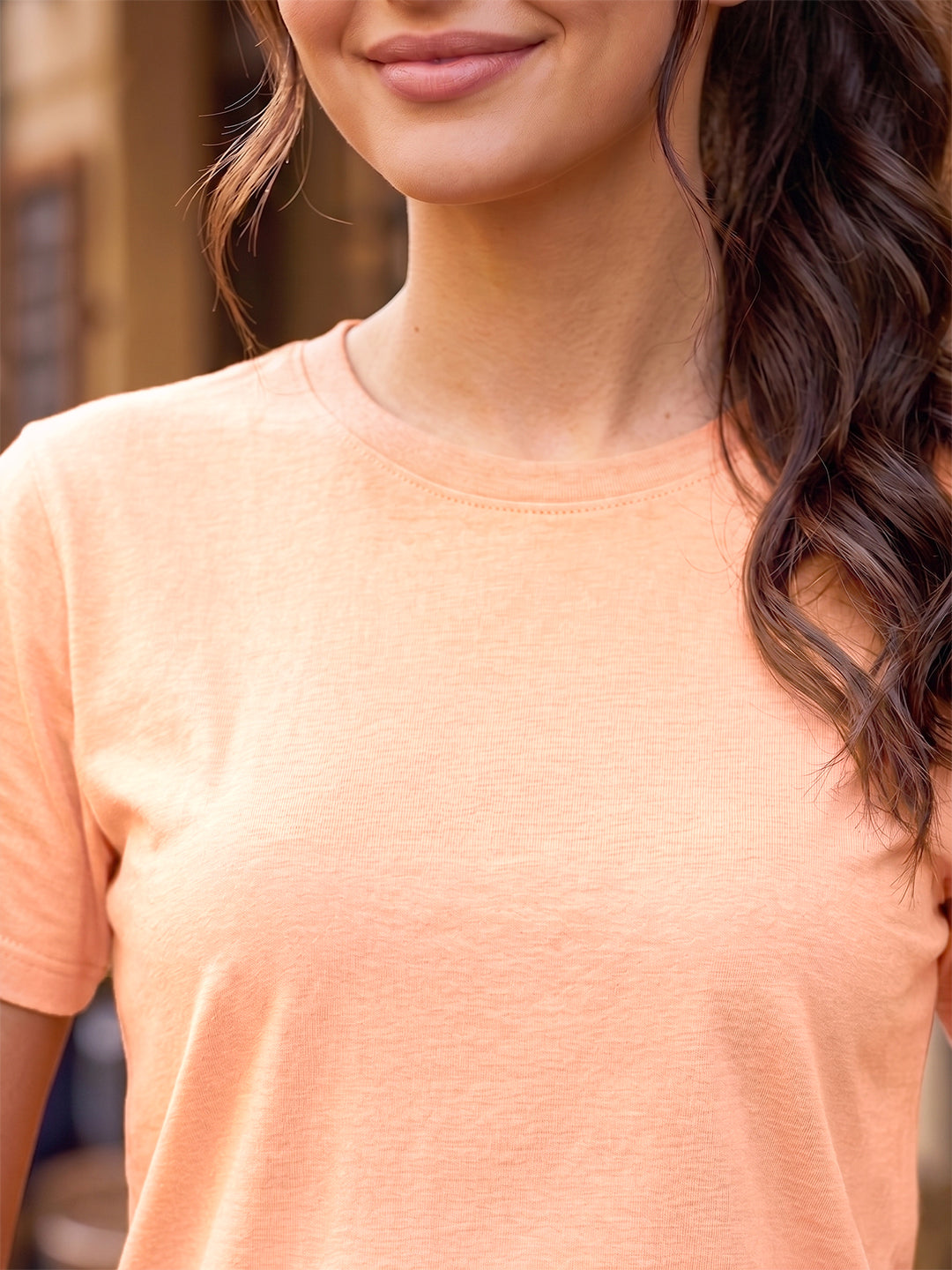 BRINNS Women Solid Raglan Sleeves Round Neck Cotton T-shirt