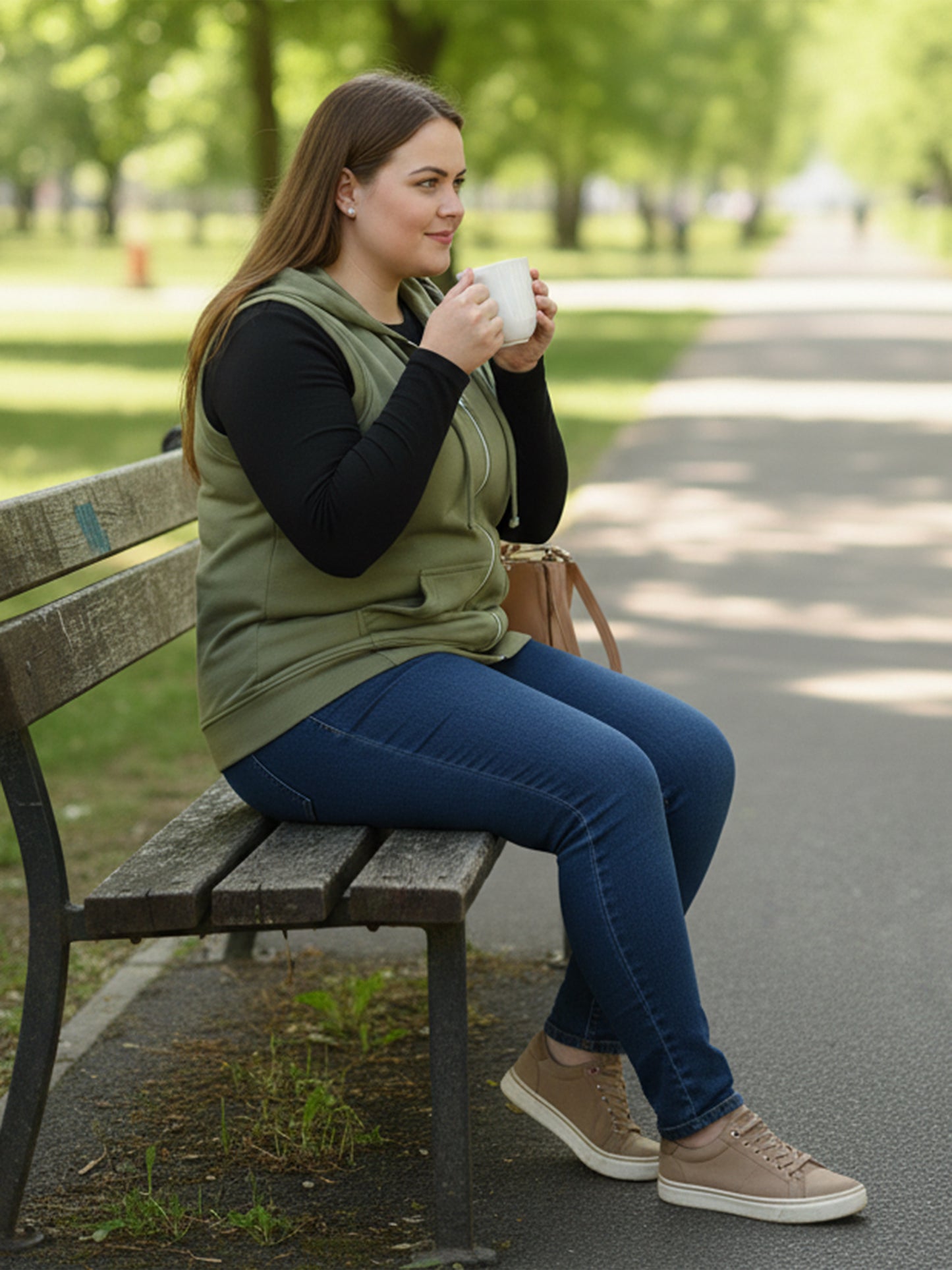 Plus Size Sleeveless Hooded sweatshirt