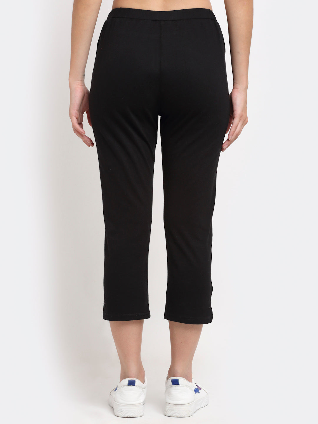 Women Solid Color Pure Cotton Capris
