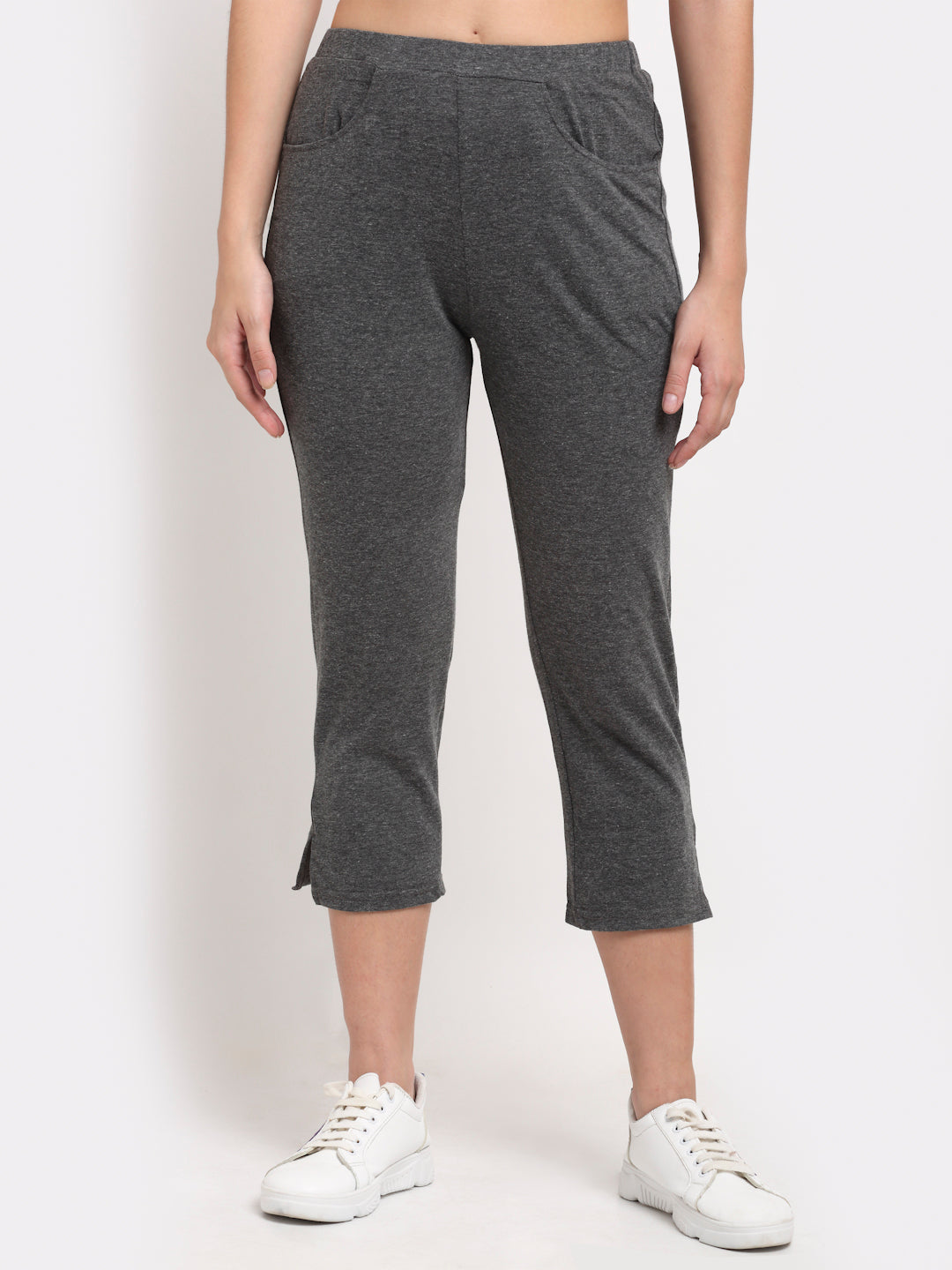 Women Solid Color Pure Cotton Capris