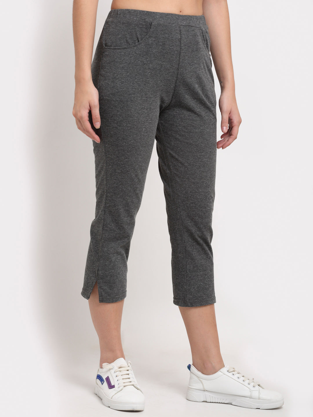 Women Solid Color Pure Cotton Capris