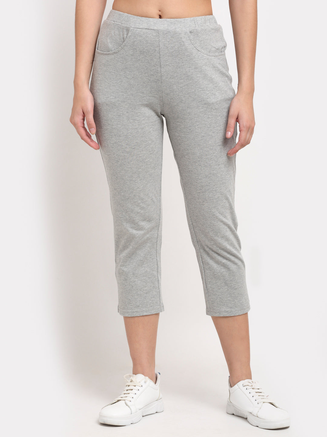 Women Solid Color Pure Cotton Capris