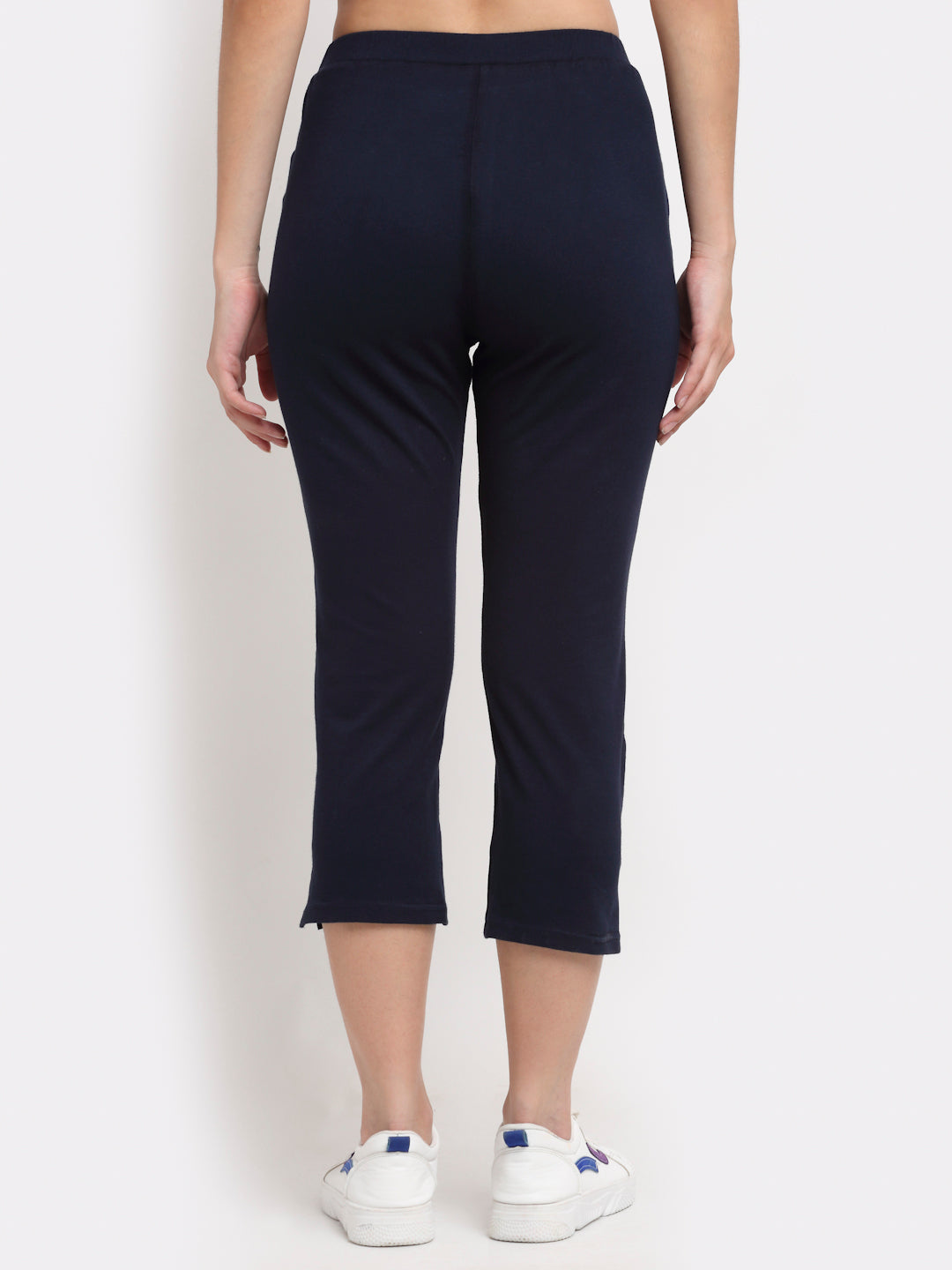 Women Solid Color Pure Cotton Capris