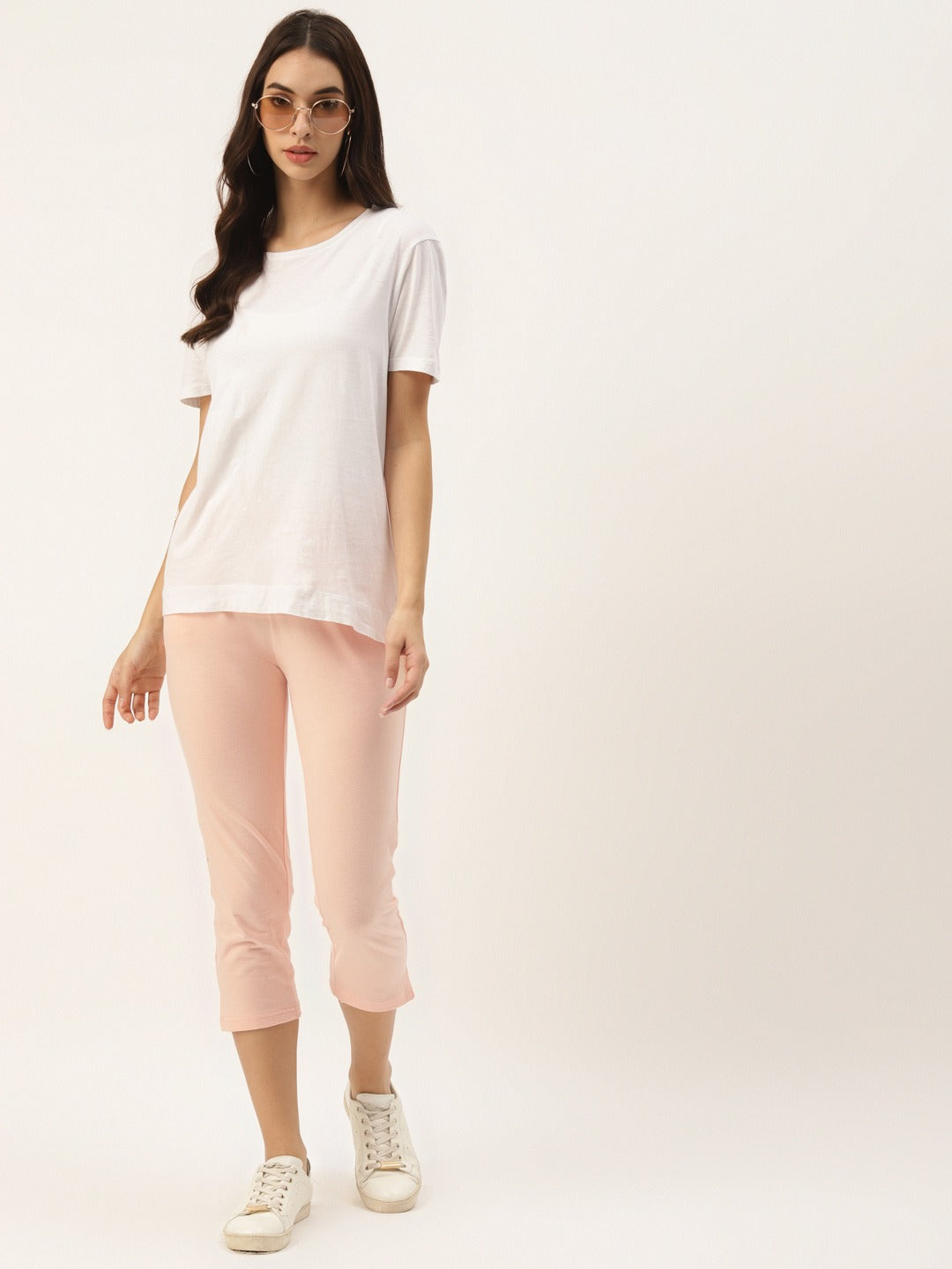 Women Solid Color Pure Cotton Capris