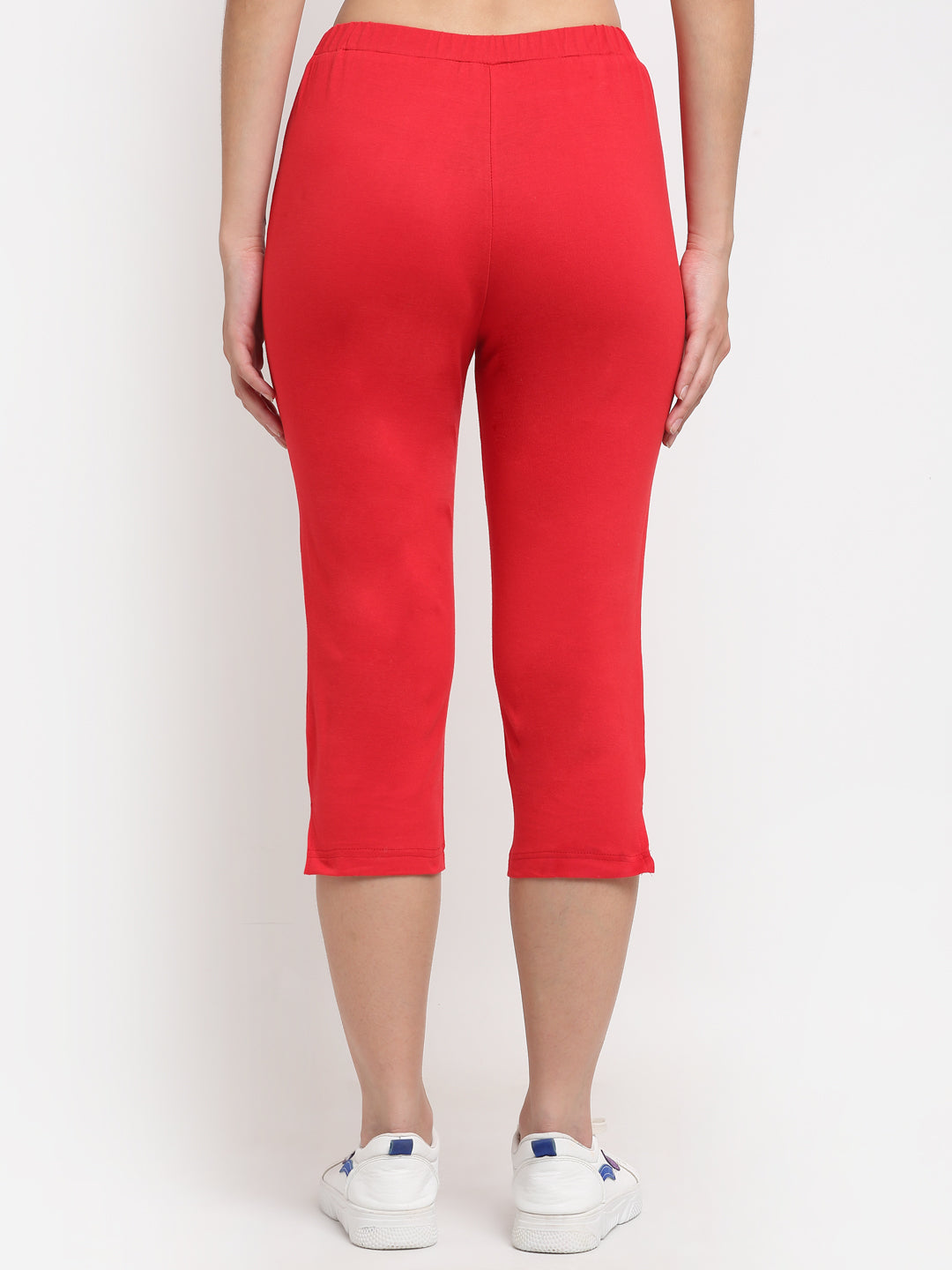 Women Solid Color Pure Cotton Capris