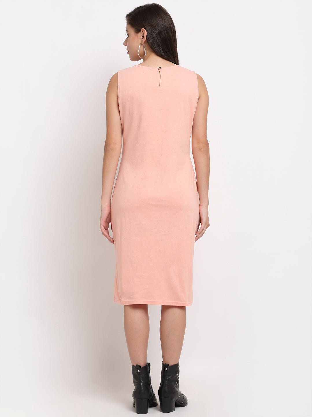 Pure Cotton Solid A-Line Sleeveless Dress