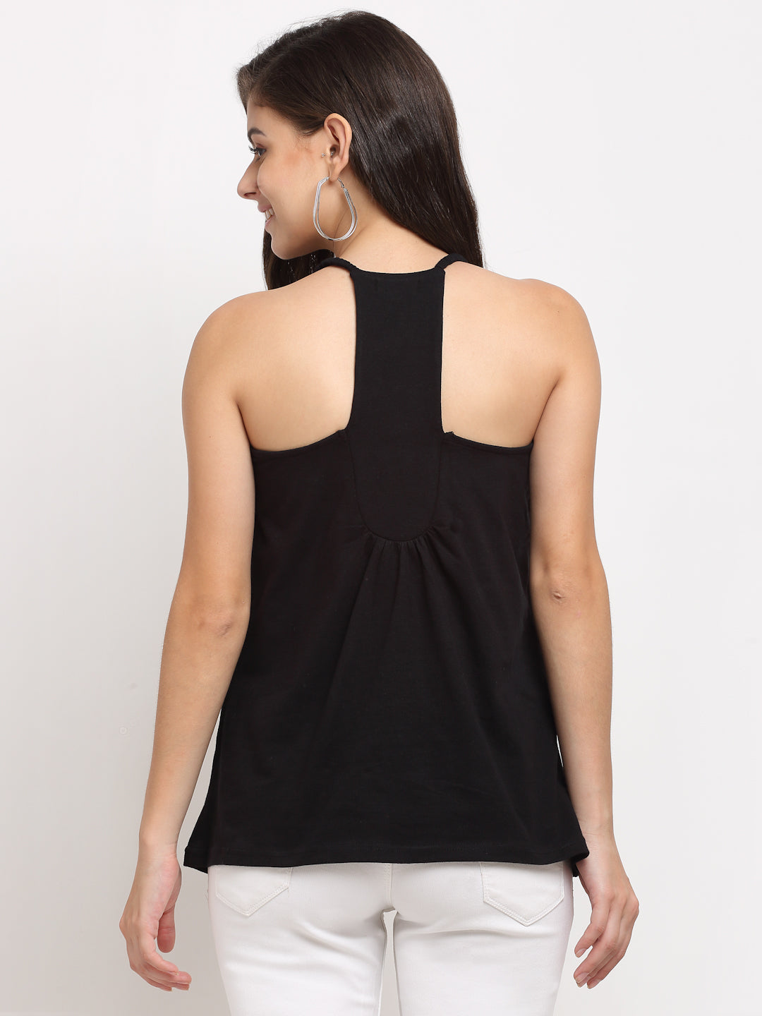 Solid Color Styled Back Top