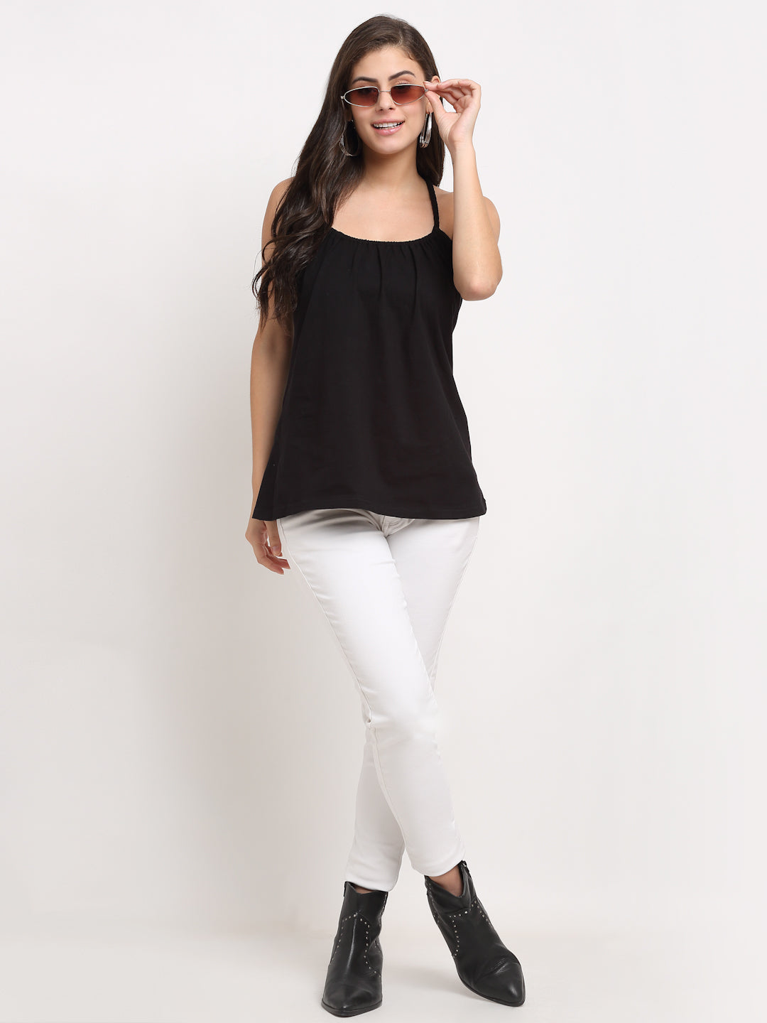 Solid Color Styled Back Top