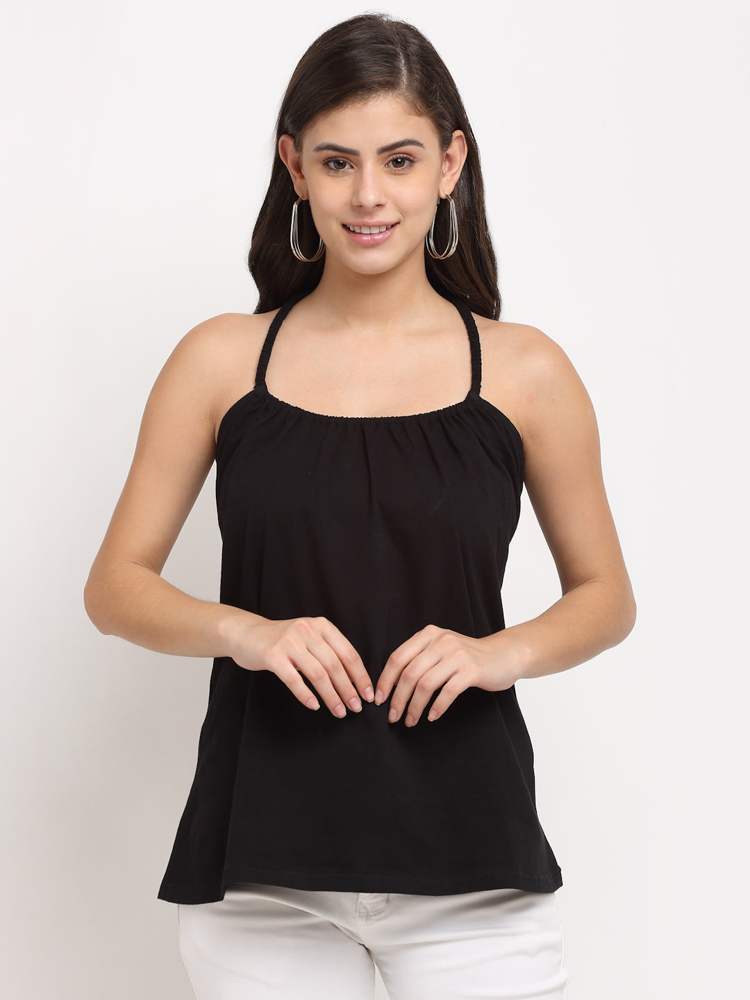Solid Color Styled Back Top