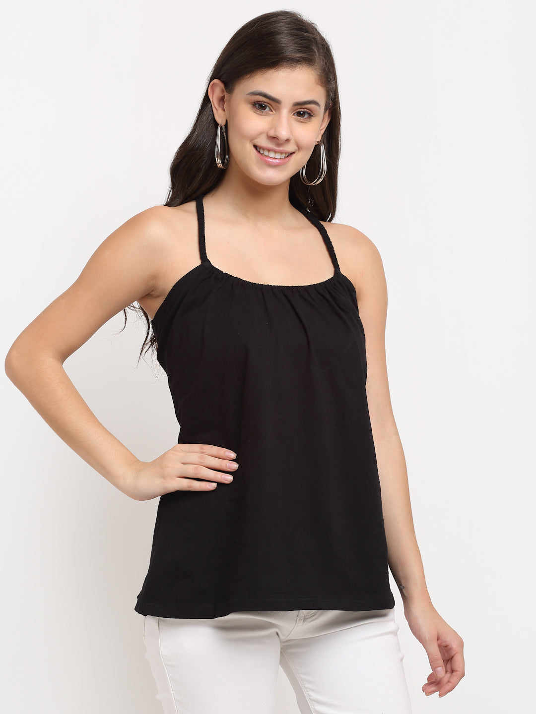 Solid Color Styled Back Top