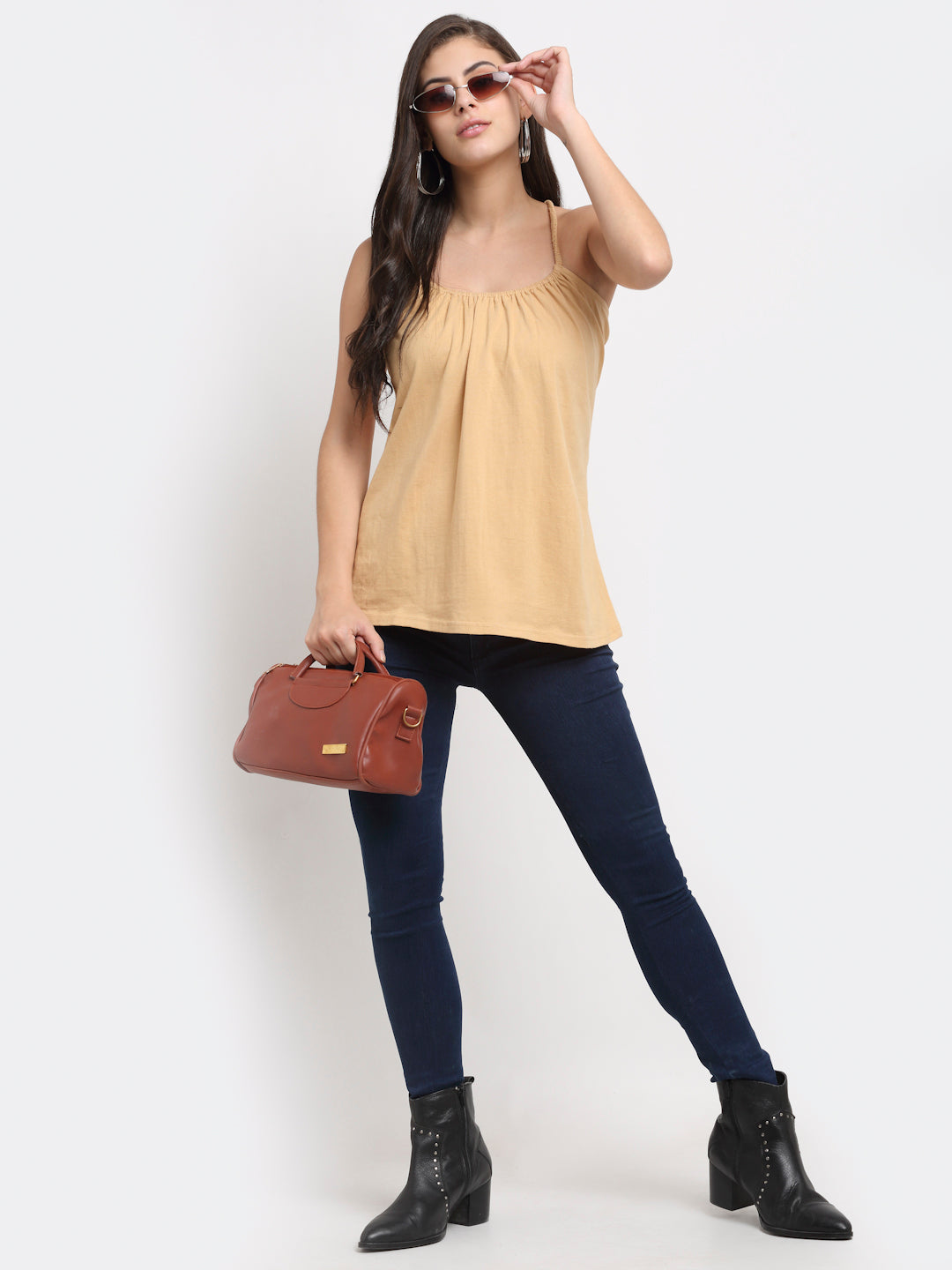 Solid Color Styled Back Top