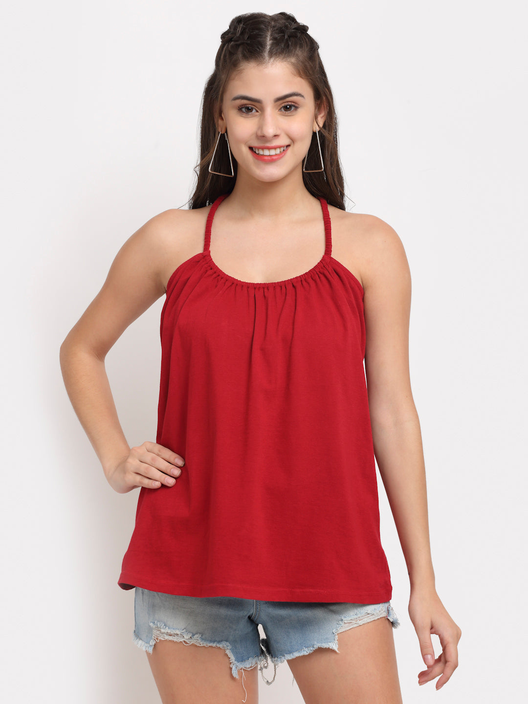 Solid Color Styled Back Top