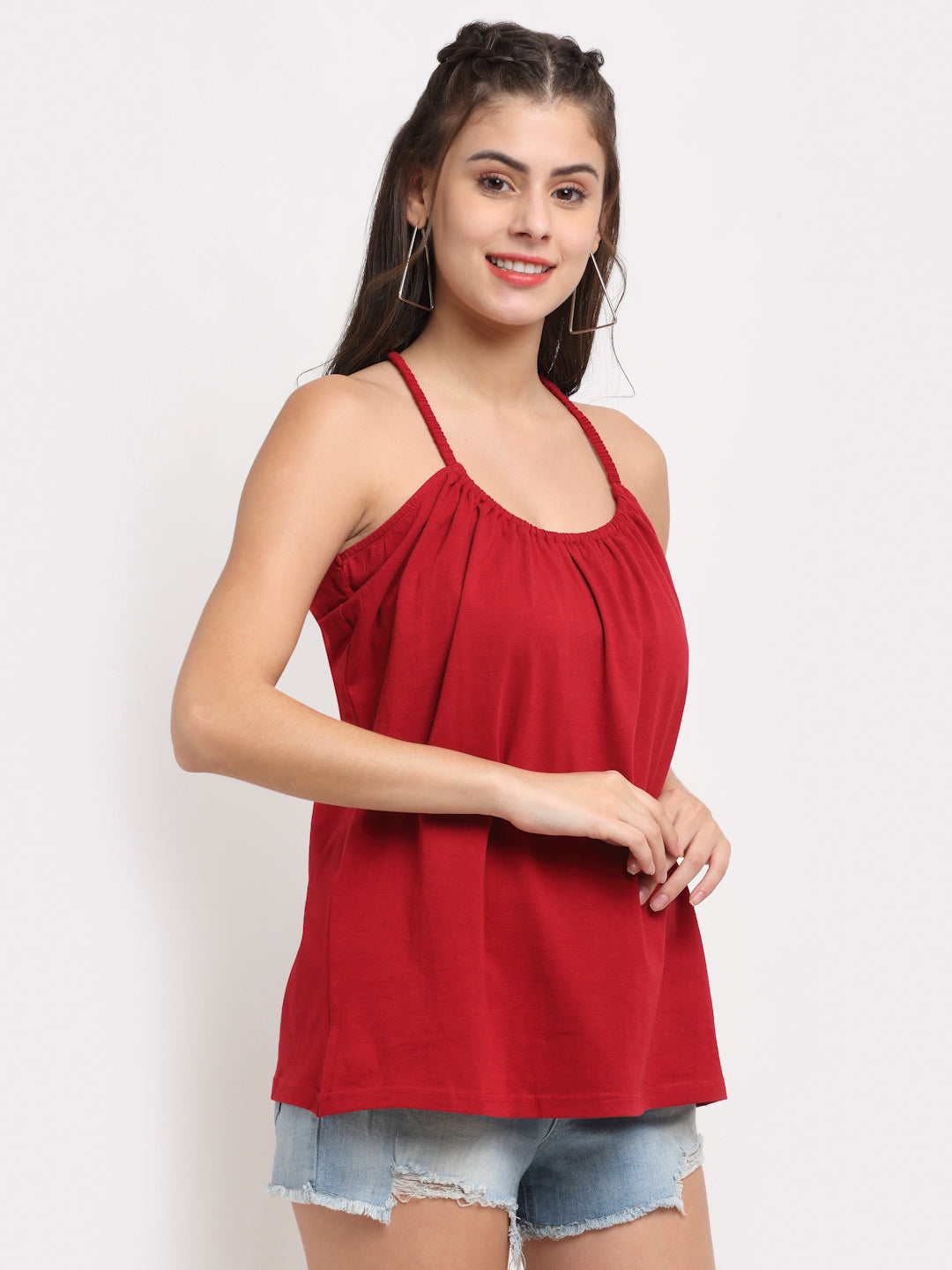 Solid Color Styled Back Top