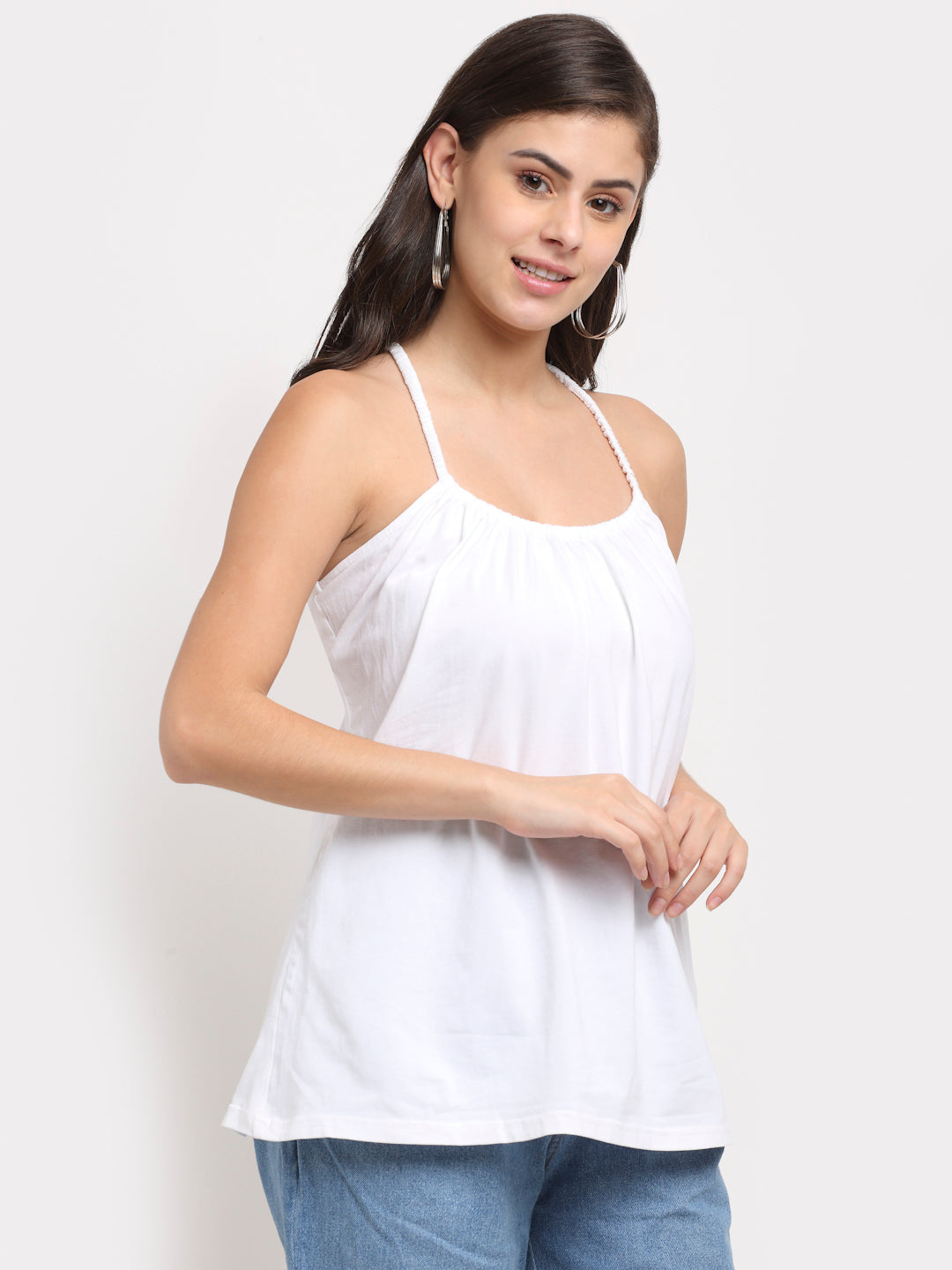Solid Color Styled Back Top