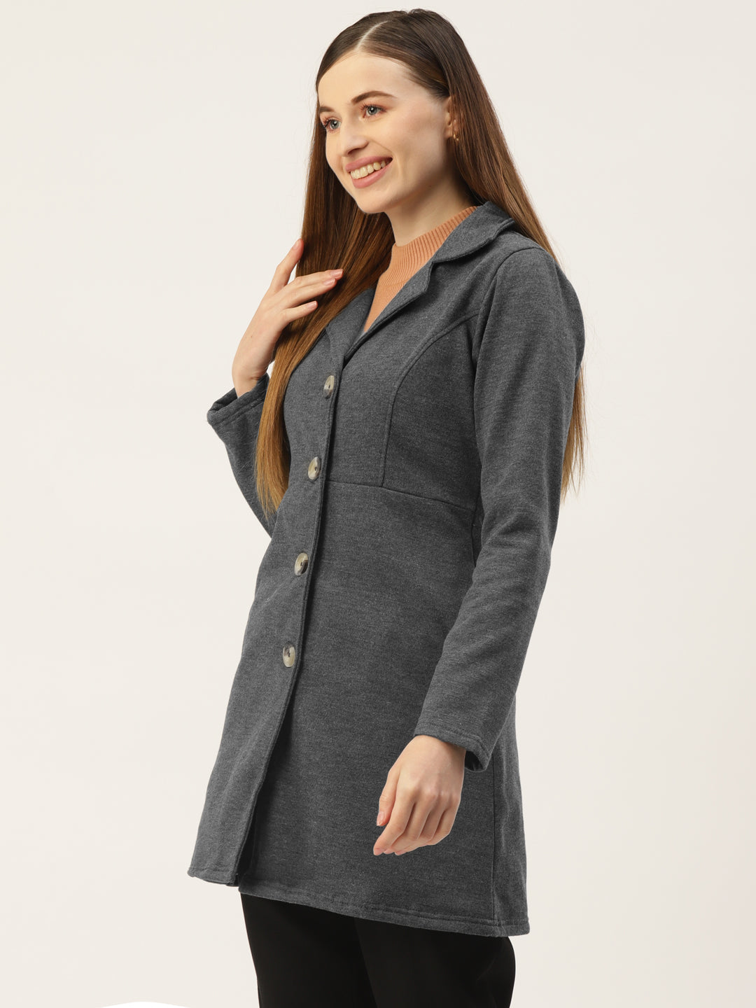 Notched Lapel Single-Breasted Overcoat