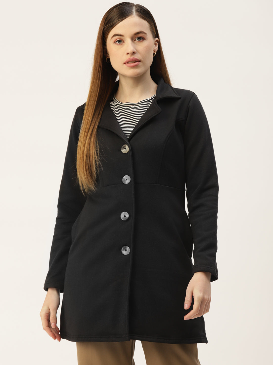 Notched Lapel Single-Breasted Overcoat