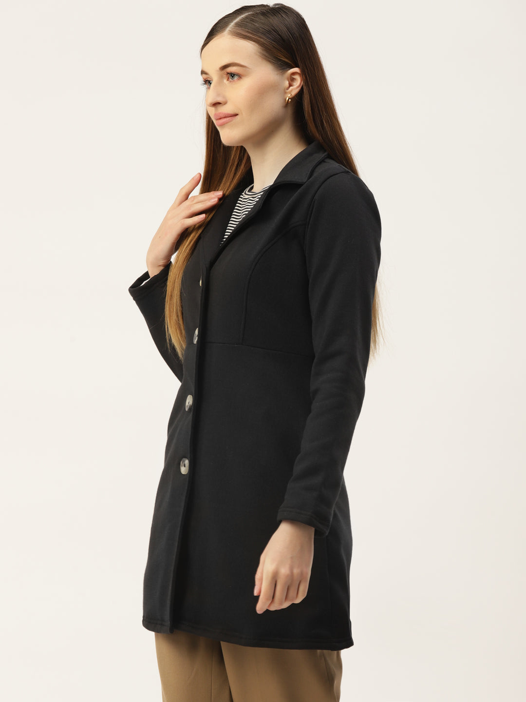 Notched Lapel Single-Breasted Overcoat