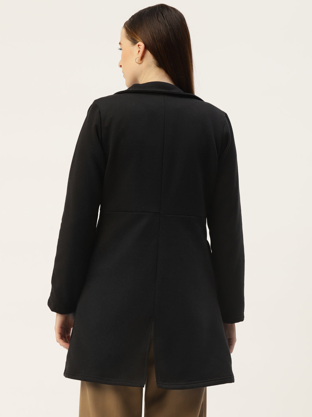 Notched Lapel Single-Breasted Overcoat
