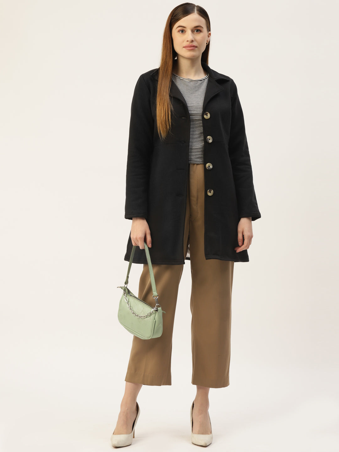 Notched Lapel Single-Breasted Overcoat