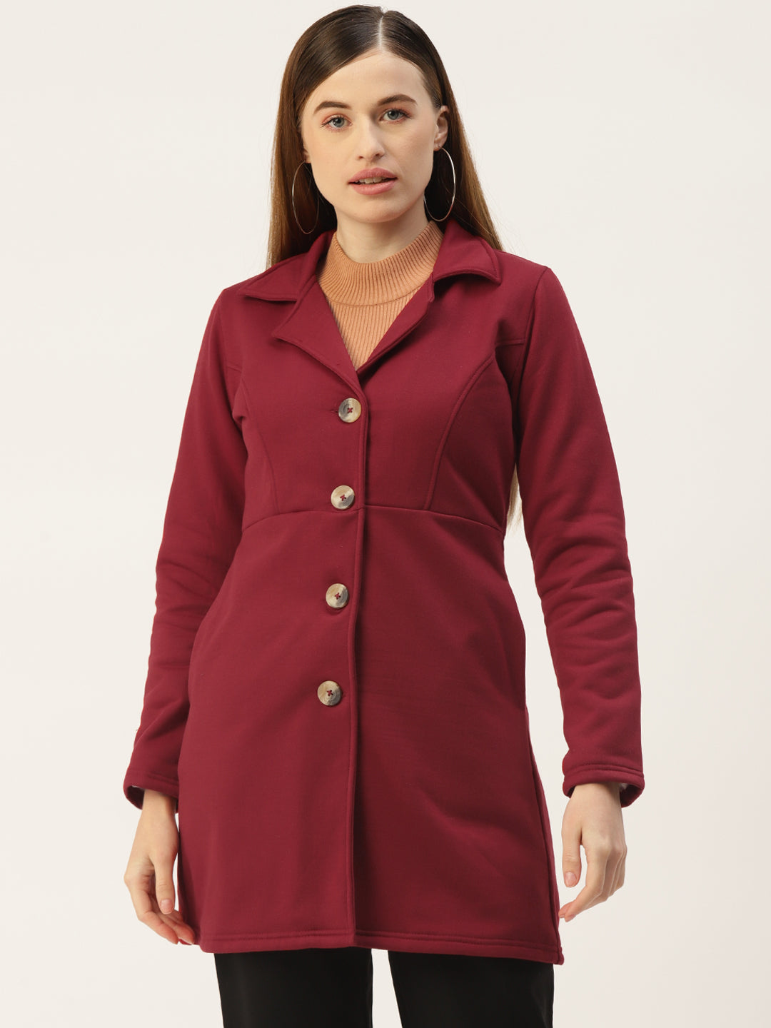 Notched Lapel Single-Breasted Overcoat
