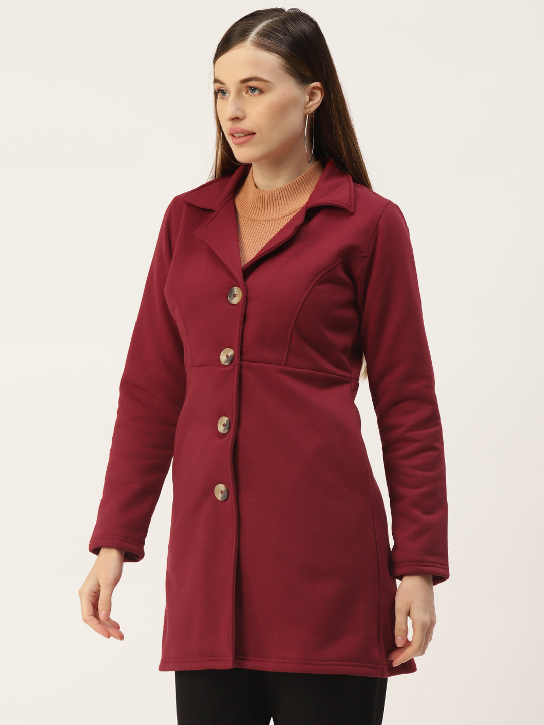 Notched Lapel Single-Breasted Overcoat