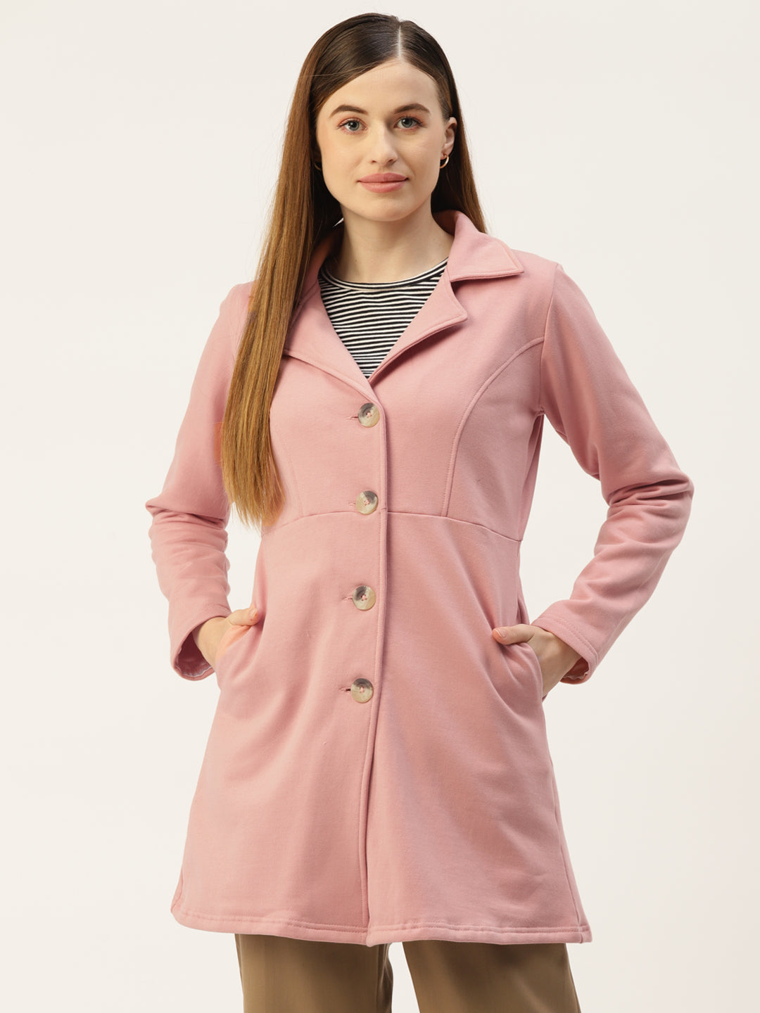 Notched Lapel Single-Breasted Overcoat
