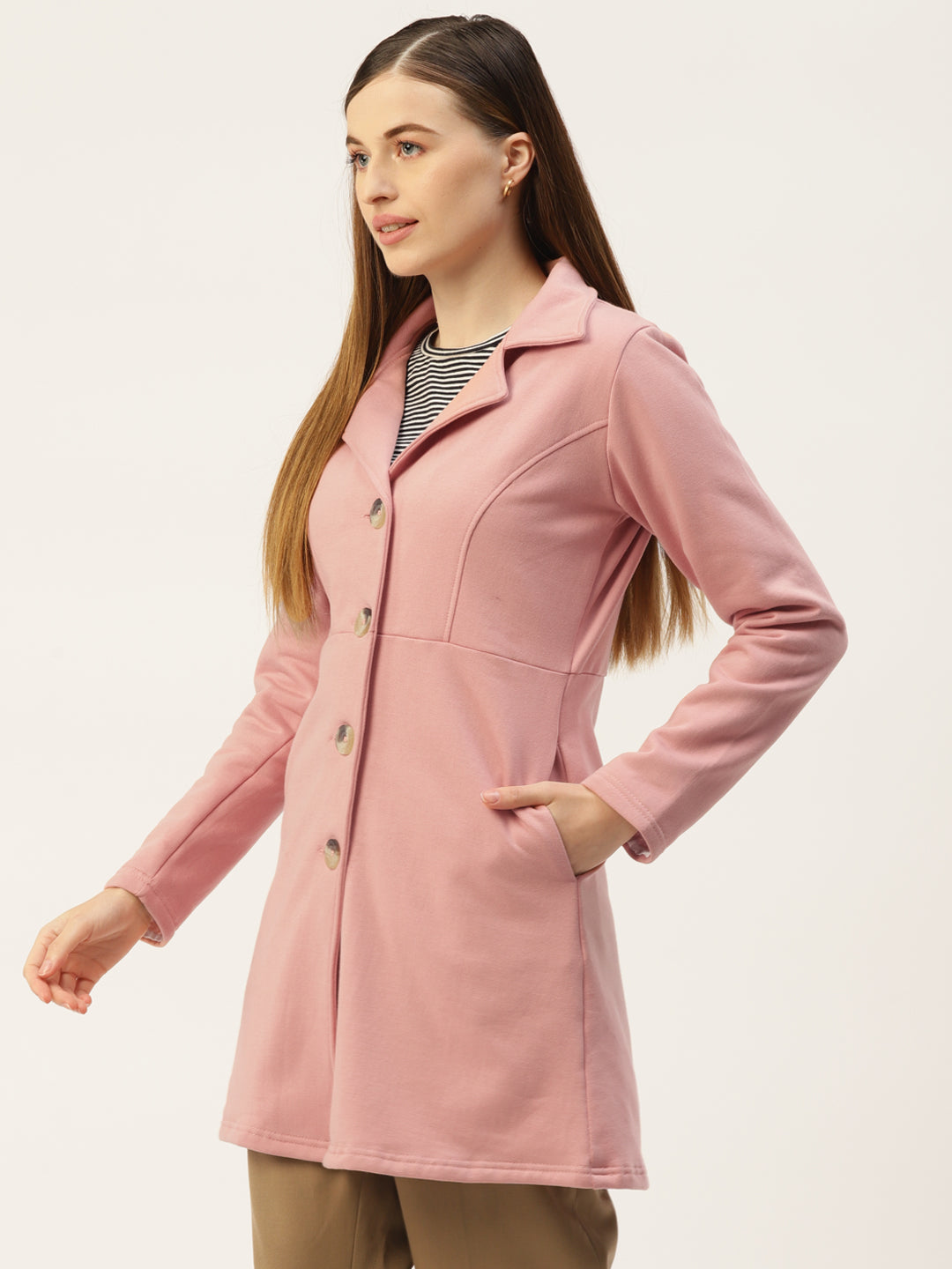 Notched Lapel Single-Breasted Overcoat
